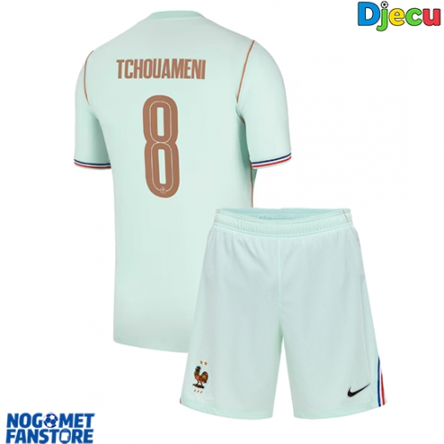 Francuska Aurelien Tchouameni #8 Gostujuci Dres za djecu SP 2026 Kratak Rukav (+ Kratke hlače)